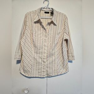 Apostrophe Womens Plus Size 16W 18W Striped Button‎ Up Blouse 3/4 Sleeve Career